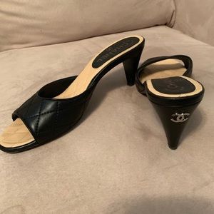 Vintage Chanel Quilted Black Heel Sandals